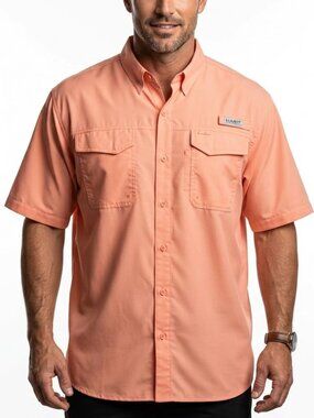 Habit Spiked Peach Tech Fishing Shirt 3XL Gorpcore Boxy Vented Button Down